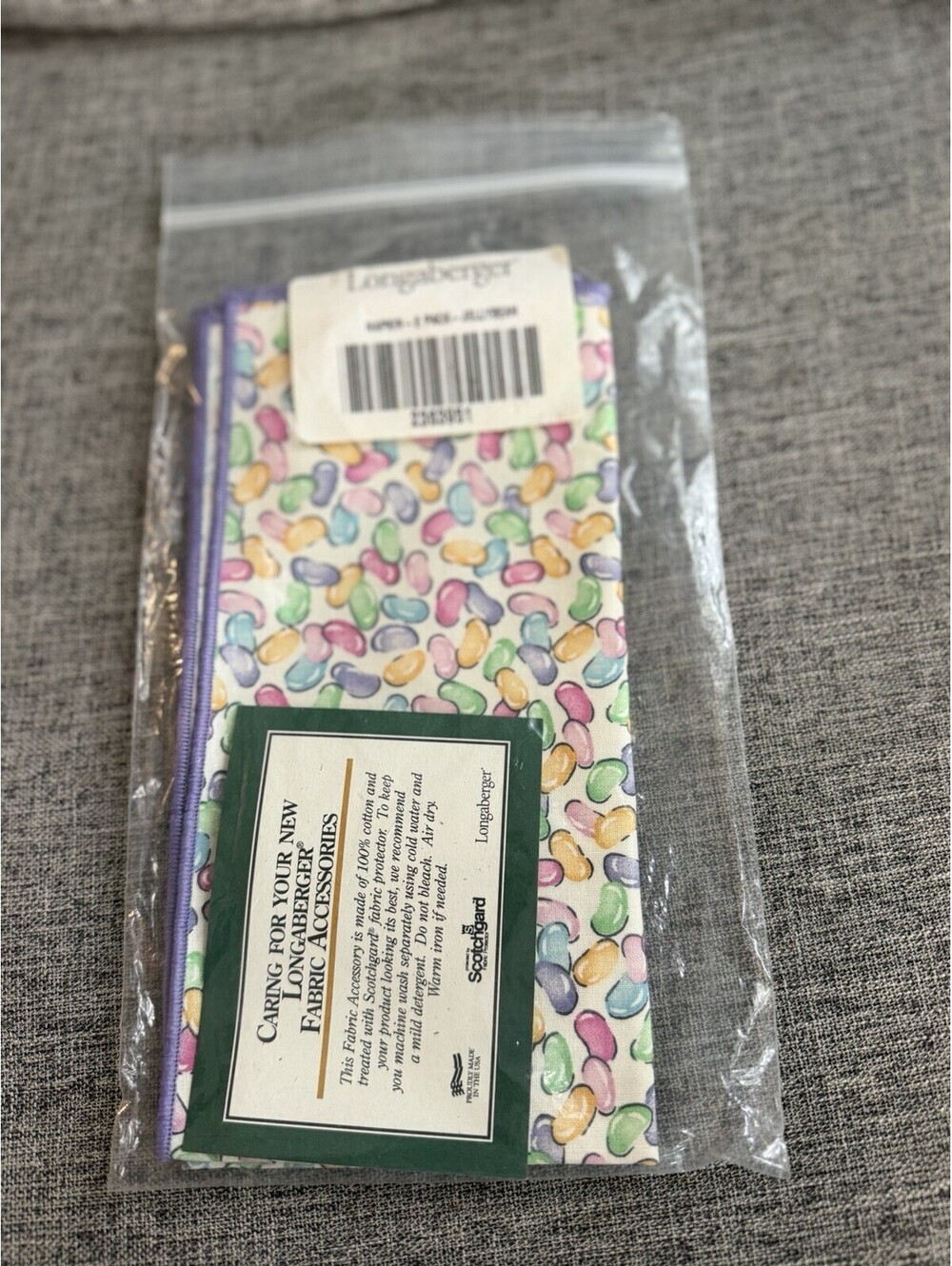 Longaberger Fabric Napkins Set Of 2 In Jellybeans Pattern New